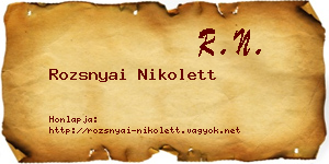 Rozsnyai Nikolett névjegykártya